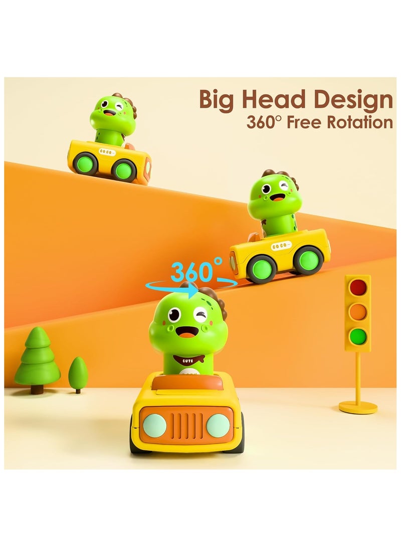 4 Pack Press to Go Car Toys for Toddlers 1-3, Baby Animal Race Cars, Infant Play Vehicle Set, Boy Push Go Friction Dino Cars for 6-9-12-18 Month, 1st Birthday Gift Stuffer for 1-2 Years Old Kid - Image 3