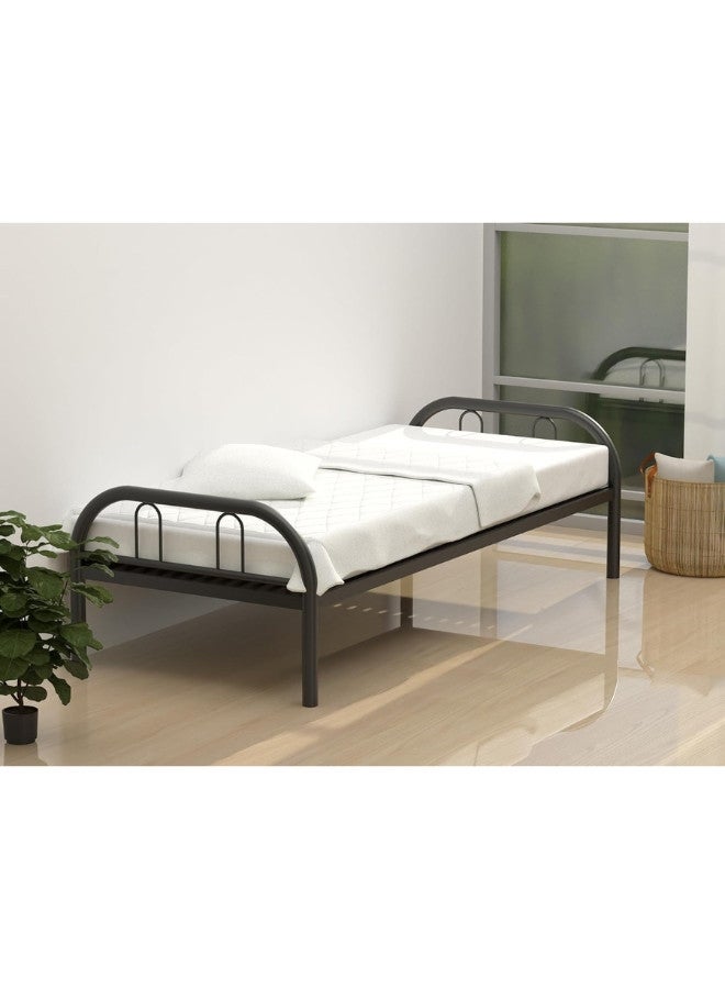 ALWASIT HOME Heavy Duty Round Steel Bed Black Color Single Size - L190 x W90 x H75 Cm - Model-131BK - Image 1