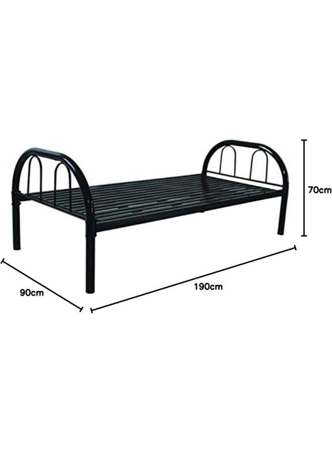 ALWASIT HOME Heavy Duty Round Steel Bed Black Color Single Size - L190 x W90 x H75 Cm - Model-131BK - Image 3