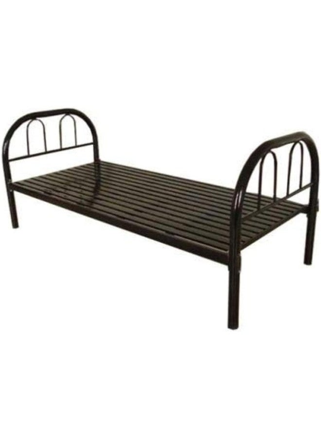 ALWASIT HOME Heavy Duty Round Steel Bed Black Color Single Size - L190 x W90 x H75 Cm - Model-131BK - Image 2