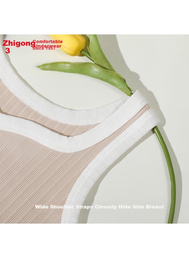 Hodo Slim Fit Colorblock Summer Versatile Wearable V-neck Women's Vest Light Apricot M 165/90 - Image 5