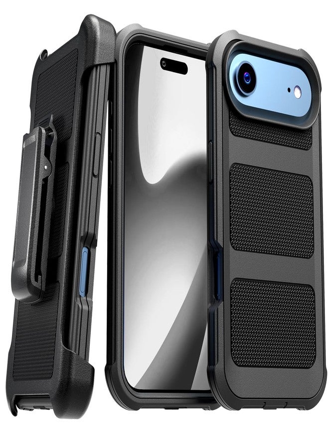 ROME TECH Designed for iPhone 17 Air Case with Belt Clip Holster, Kickstand Slim Cover Phone Case for iPhone 17 Air - Black - Image 1