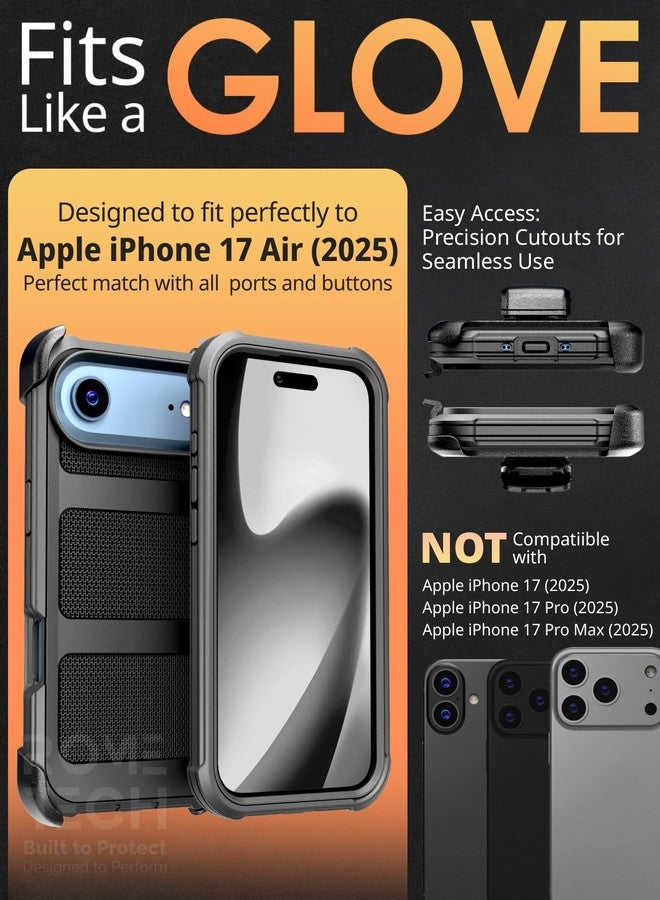 ROME TECH Designed for iPhone 17 Air Case with Belt Clip Holster, Kickstand Slim Cover Phone Case for iPhone 17 Air - Black - Image 2