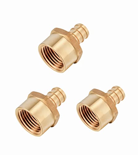 EFIELD 3-Pack EFIELD Pex 1/2" x 1/2" Female NPT Adapter Brass Barb Crimp Fittings, ASTM F1807,(PEX1807035-3PCS) - Image 1