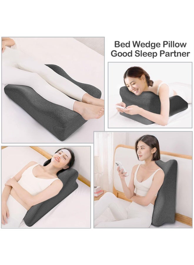 Ergonomic Wedge Pillow for sleep apnea Surgery Pillow ，Scientific Zoning Design for Effective Shoulder，Memory Foam Body Pillow for Elevation,Pregnancy,Reading,Back & Knee Support,Breathing ,Washable Cover  - Image 2