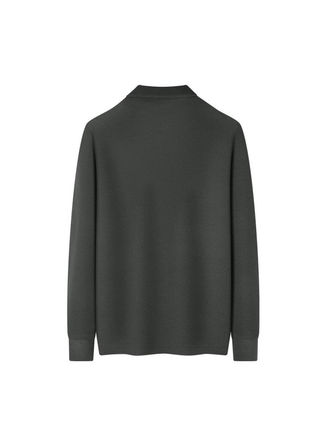 Firs Autumn Men's Long Sleeve Polo Brushed Xinjiang Cotton Versatile Business Casual Classic Solid Color Stand Collar Shirt - Image 5