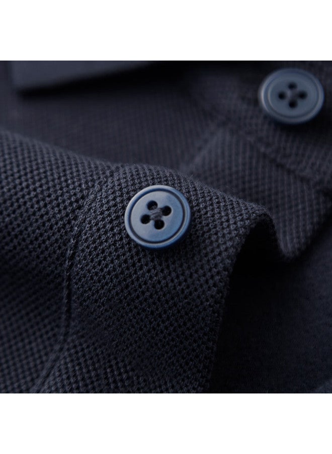 Firs Autumn Men's Long Sleeve Polo Brushed Xinjiang Cotton Versatile Business Casual Classic Solid Color Stand Collar Shirt - Image 3