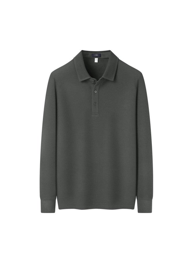Firs Autumn Men's Long Sleeve Polo Brushed Xinjiang Cotton Versatile Business Casual Classic Solid Color Stand Collar Shirt - Image 1