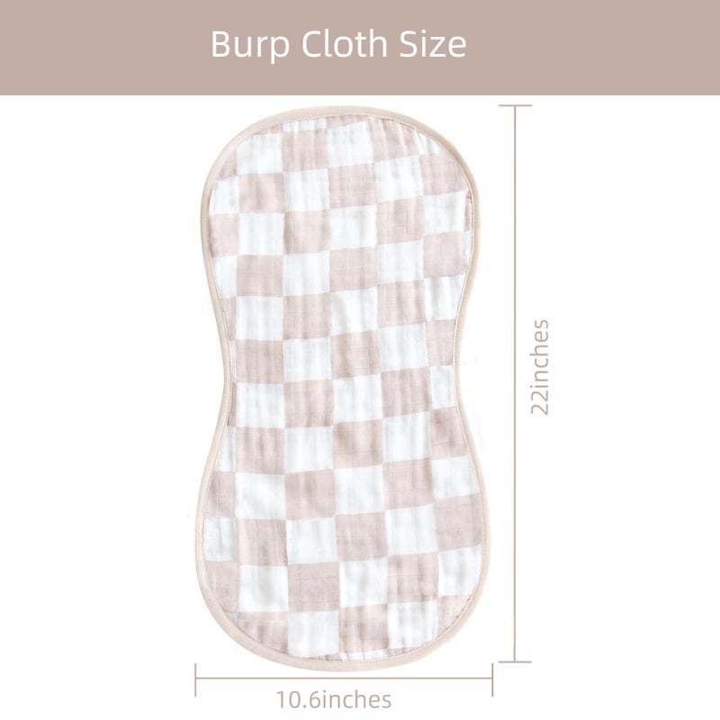 LifeTree Muslin Baby Burp Cloths - Soft 2 Pack Viscose Bamboo Cotton Large 22'' by 10'' Absorbent Milk Spit Up Rags - Burping Cloths for Newborn, Girls Boy (Floral & Checkerboard) - Image 4
