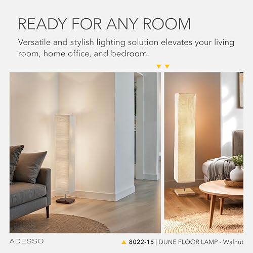 Adesso Three Light Floor Lamp – Natural Wood Base & Adjustable Brightness – Perfect Lighting for Bedroom, Living Room and Corner Decor, Beige - Image 3