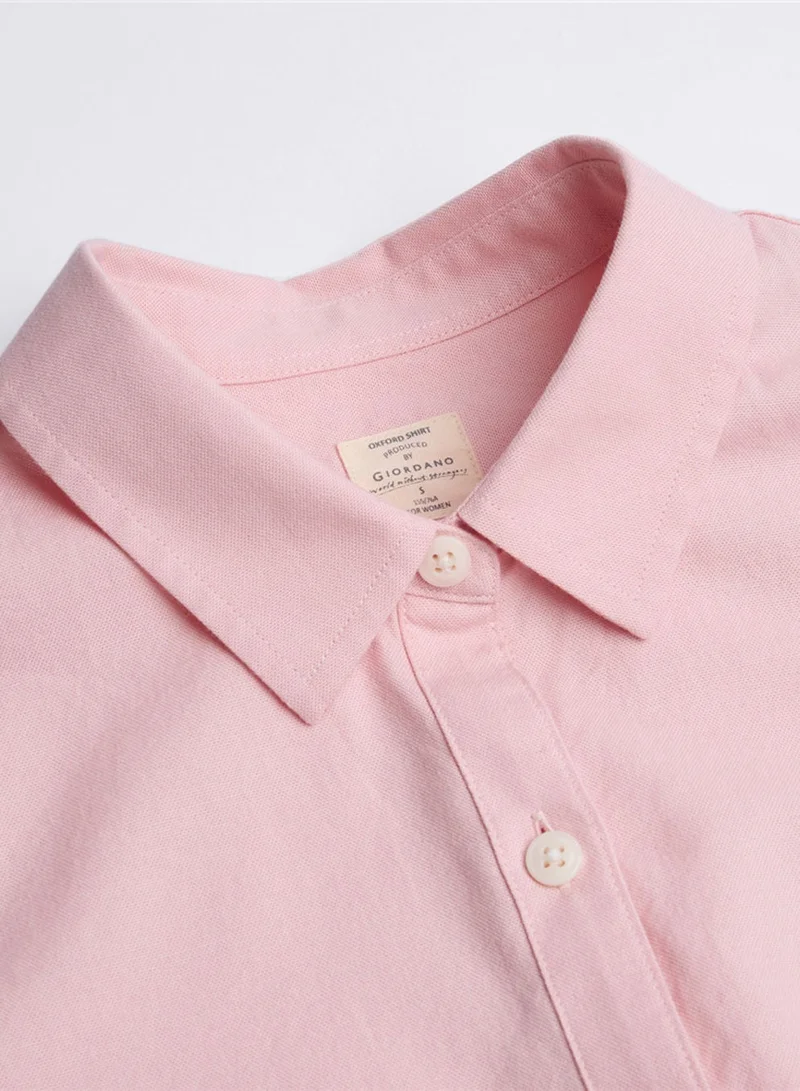 GIORDANO  Women’s Slim Oxford Shirt with Embroidery for Women | Best Price UAE