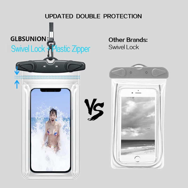 GLBSUNION Universal Waterproof Phone Pouch, 4 Pack IPX8 Waterproof Phone Lanyard Case Compatible with iPhone 16 15 14 13 12 Max Pro Plus, Galaxy S23 S22 S24 Note 20/10/9 up to 7.5", Dry Bag for Vacation - Image 4