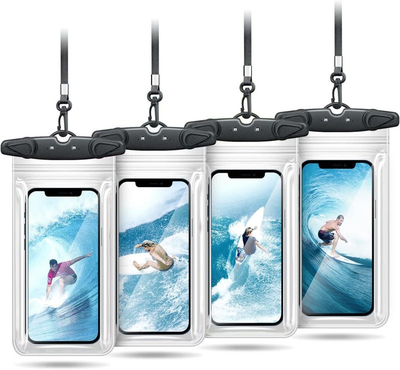 GLBSUNION Universal Waterproof Phone Pouch, 4 Pack IPX8 Waterproof Phone Lanyard Case Compatible with iPhone 16 15 14 13 12 Max Pro Plus, Galaxy S23 S22 S24 Note 20/10/9 up to 7.5", Dry Bag for Vacation - Image 1