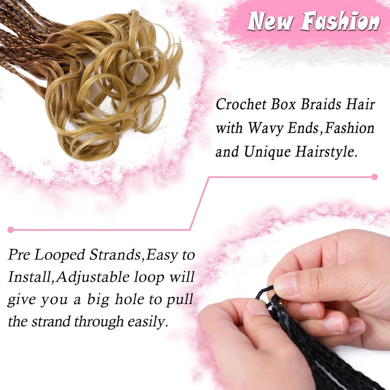 Dorsanee French Curl Crochet Braids 14 Inch 6 Packs Goddess Box Braids Crochet Hair Pre Looped French Curly Braiding Hair Crochet Box Braids With Curly Wavy Ends Synthetic Hair Extensions (#1B/30/27) - Image 4