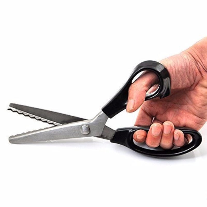 Serrated Scalloped Edge Pinking Shears Multifunction Stainless Steel Shears Tailor Scissors Professional ZigZag Cut Scissors Sewing Craft Cut Paper Clothing Fabric Cutting for Home 7mm Serrated