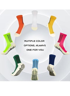 Generic Men's Soccer Socks Anti Slip Non Slip Grip Pads for Football/Basketball, 4 Pairs  2 WHITE ...2 BLACK  - Image 2