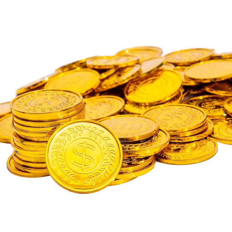 Liatunou 100 Pcs Plastic Gold Coins BulkPirate Gold Coins for Treasure Hunt GamesParty DecorationsPirate GamesParadeRewardsNovelty Party Favors - Image 3