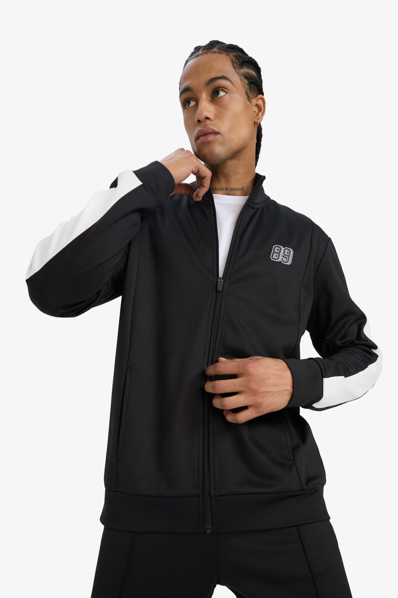 DeFacto Black Man DeFactoFit Standard Fit High Neck Pique Cardigan Casual - Image 1