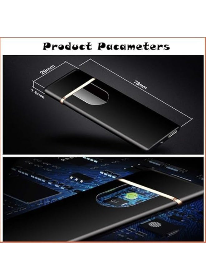USB Rechargeable Electric Lighter, Windproof Flameless Design, Touch Sensor, Battery Indicator, Portable (Silver) - Image 4