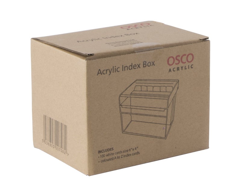 OSCO Medium Clear Acrylic Index Box, A to Z Divider Tabs, 100 Lined Note Cards, 5" x 4", Ruled Revision Flash Cards, Recipe Notes, Office Contacts Filing, Desktop Organiser - Image 4