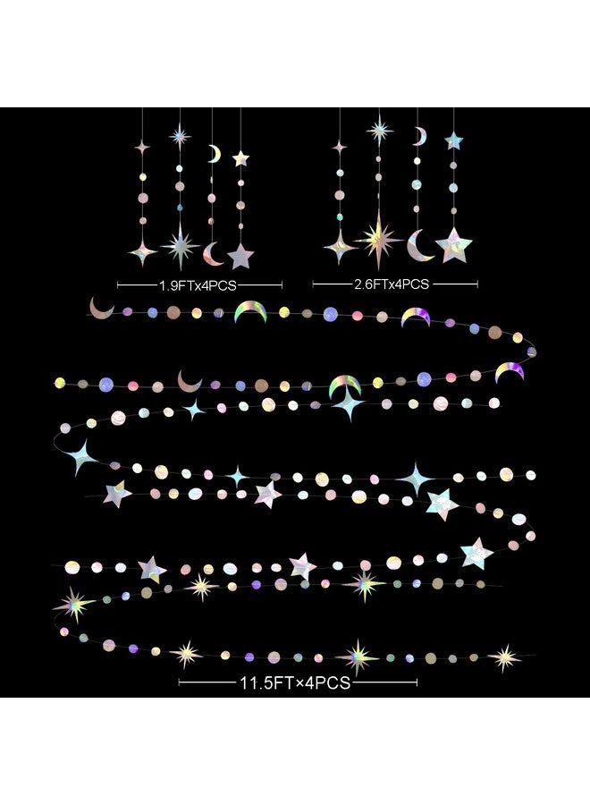 pinkblume Iridescent Star Moon Circle Dot Garland Party Decoration Kit Hanging Crescent and Twinkle Little Star Streamer Bunting Banner for Kids First Birthday Ramadan EID Mubarak Baby Shower Wedding Decor - Image 2