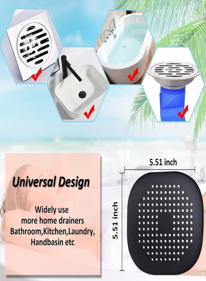 ARLICORPING Hair Drain Catcher,Square Drain Cover for Shower Silicone Hair Stopper with Suction Cup, Suit for Bathroom,Bathtub,Kitchen (1, Black) - Image 3