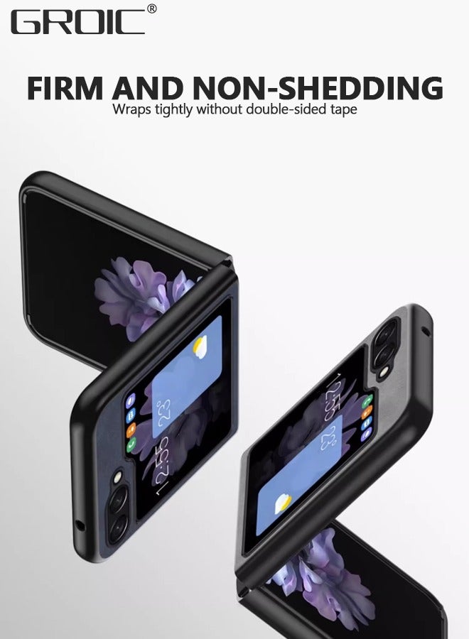 Samsung Galaxy Z Flip 5 Grey Case, Minimalist Design Samsung Z Flip 5 Cover, Thin TPU Edge Shockproof PU Leather Protective Phone Case for Samsung Galaxy Z Flip 5 5g