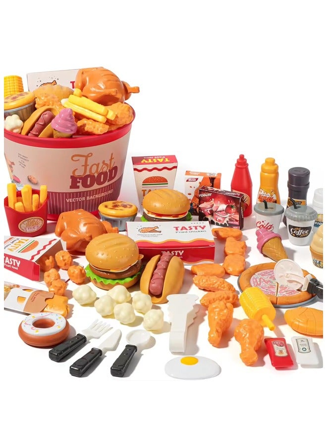Pretend Play Food Sets for Kids Kitchen, Pizza Toy Food & Cutting Fake Food, Play Kitchen Toys Accessories, Pretend Food Toys for Toddlers Boys Girls Birthday Gift - Image 3
