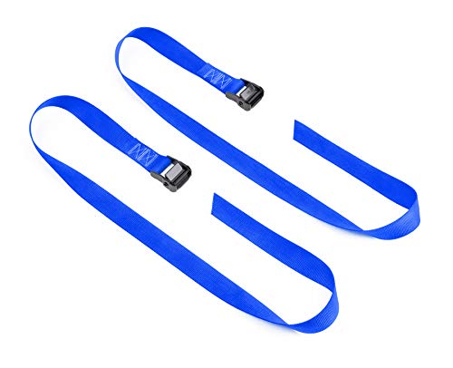 PowerTye Special Edition Lashing Straps – 1.5in x 4ft Black Cam Buckle Continuous Loop Strap (no Hooks), Made in USA Motorcycle, ATV, Cargo, Coolers and RV Battery – 300 lb W.L.L., Blue (2-Pack) - Image 1