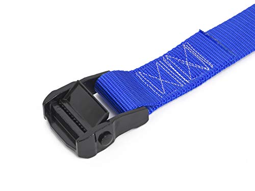 PowerTye Special Edition Lashing Straps – 1.5in x 4ft Black Cam Buckle Continuous Loop Strap (no Hooks), Made in USA Motorcycle, ATV, Cargo, Coolers and RV Battery – 300 lb W.L.L., Blue (2-Pack) - Image 2
