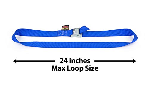 PowerTye Special Edition Lashing Straps – 1.5in x 4ft Black Cam Buckle Continuous Loop Strap (no Hooks), Made in USA Motorcycle, ATV, Cargo, Coolers and RV Battery – 300 lb W.L.L., Blue (2-Pack) - Image 5