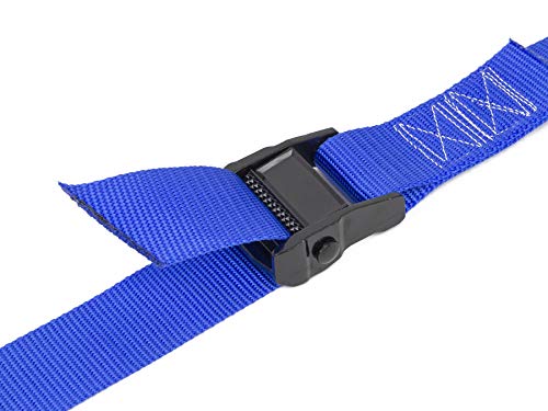 PowerTye Special Edition Lashing Straps – 1.5in x 4ft Black Cam Buckle Continuous Loop Strap (no Hooks), Made in USA Motorcycle, ATV, Cargo, Coolers and RV Battery – 300 lb W.L.L., Blue (2-Pack) - Image 3