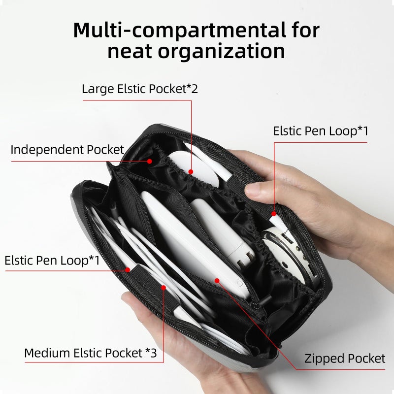 RIGHT AWAY Travel Tech Pouchï¼ŒWaterproof Cord Caseï¼ŒElectronics Organizer Travel Caseï¼ŒCable Organizer Storage Bag For Phone, Charger, Accessories(BLACK) - Image 2
