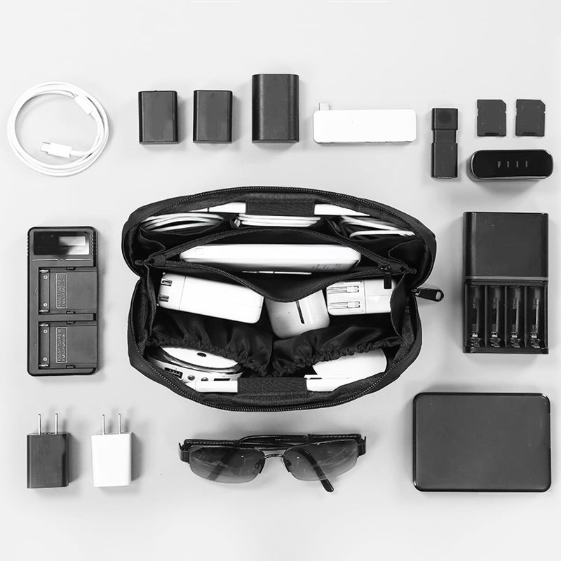 RIGHT AWAY Travel Tech Pouchï¼ŒWaterproof Cord Caseï¼ŒElectronics Organizer Travel Caseï¼ŒCable Organizer Storage Bag For Phone, Charger, Accessories(BLACK) - Image 3