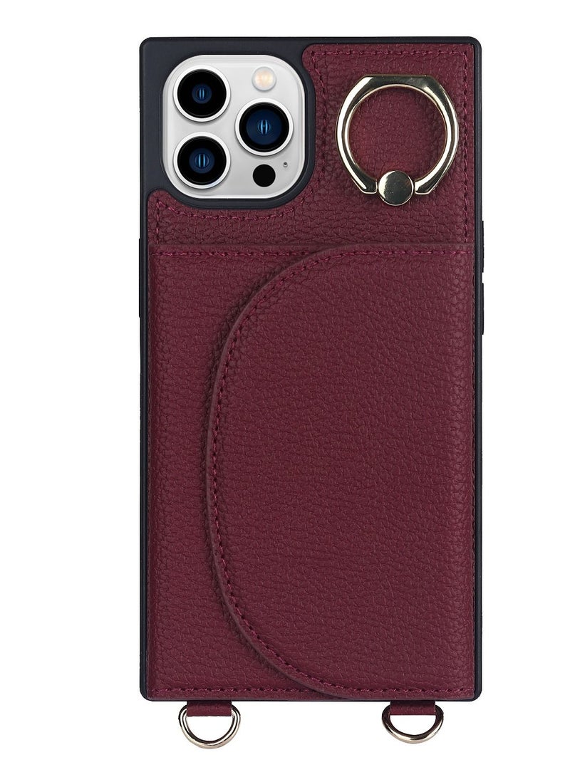Suteni Ring Buckle Back Cover Magnetic Leather Phone Case for iPhone  - Image 1