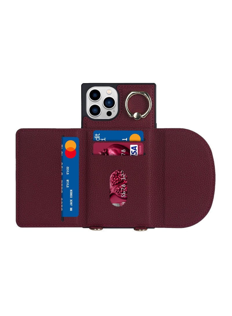 Suteni Ring Buckle Back Cover Magnetic Leather Phone Case for iPhone  - Image 3