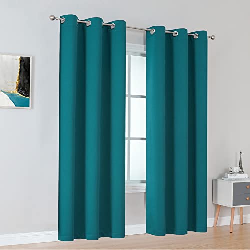 DUALIFE Dark Teal Curtains 84 Inch Length 2 Panels Set Grommet Curtain Drapes Insulated Thermal Room Darkening Blackout Curtains for Bedroom Boy Kids Room 42 x 84 Inches Long - Image 2