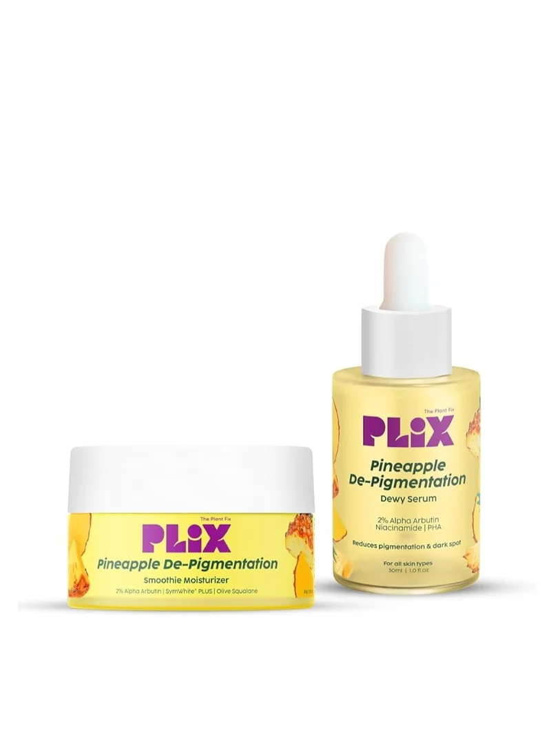 PLIX THE PLANT FIX PLIX - THE PLANT FIX Pineapple Pigmentation Skincare Regime For Dark Spot Removal | Face Serum and Moisturizer Combo With 2% Alpha Arbutin For Women & Men, Pack of 2 (30ml + 50g)