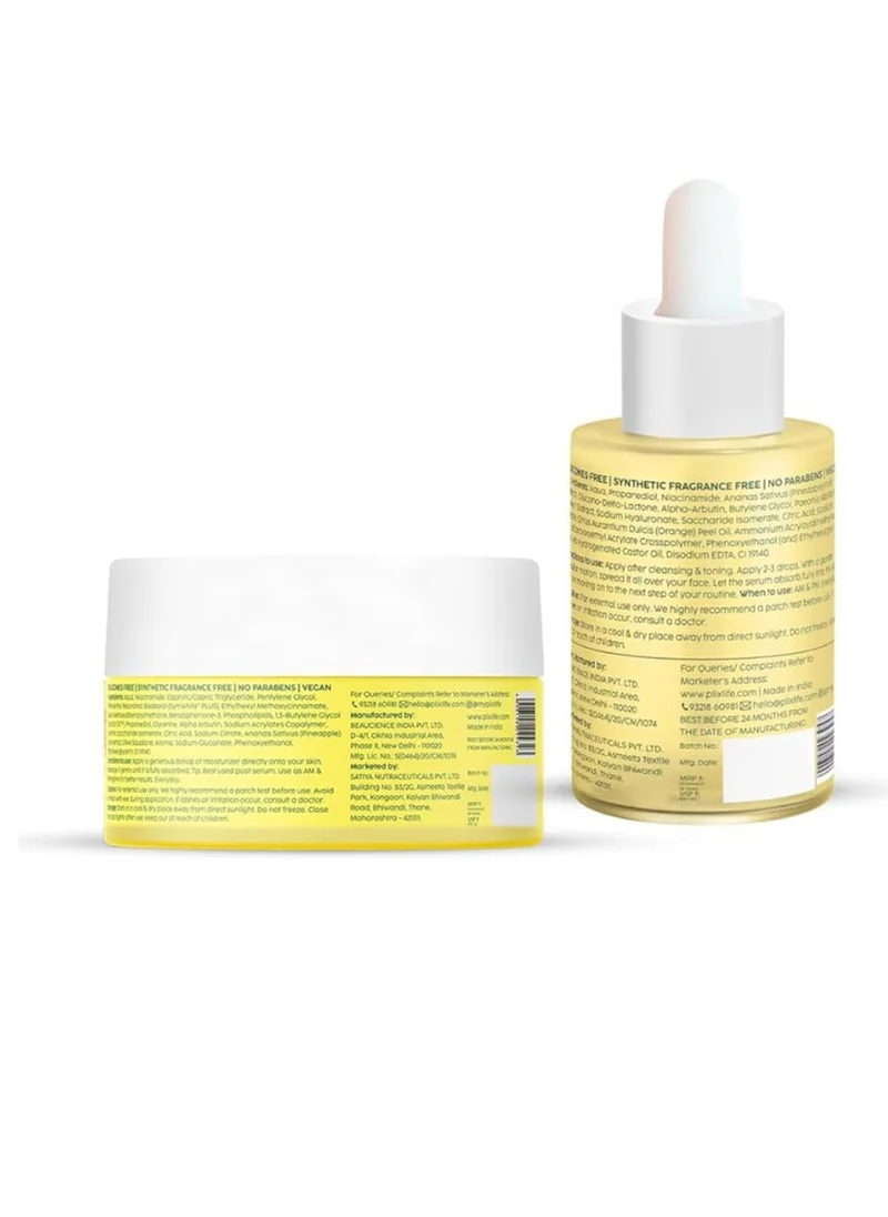 PLIX THE PLANT FIX PLIX - THE PLANT FIX Pineapple Pigmentation Skincare Regime For Dark Spot Removal | Face Serum and Moisturizer Combo With 2% Alpha Arbutin For Women & Men, Pack of 2 (30ml + 50g)