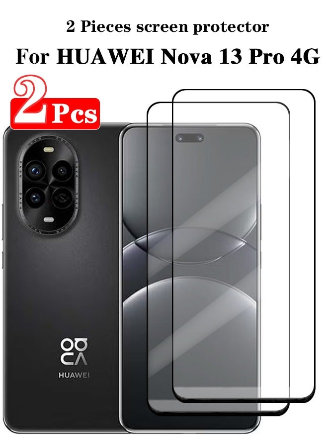 2 Pieces Full Cover Glass Screen Protector For HUAWEI Nova 13 Pro 4G Black/Clear and Screen Protector Accessories - Image 1
