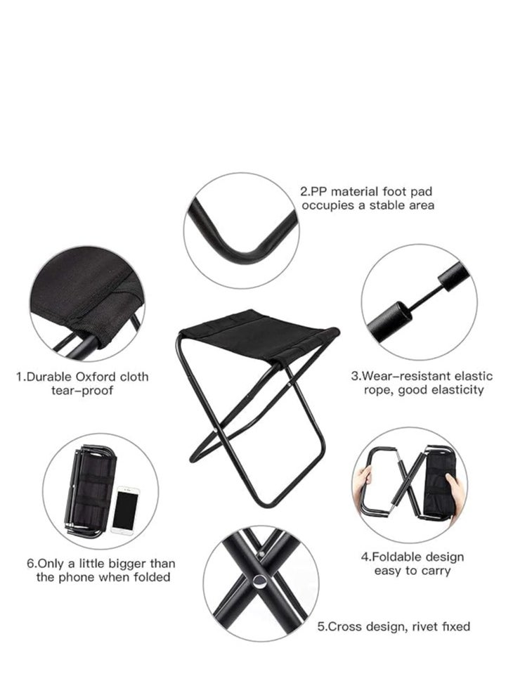 Generic - Folding Camping Stool Portable Folding Camp Chair with Carry Bag Outdoor Lightweight Small Chair for Camping Fishing Picnic Travel and Hiking (Black) - Image 1