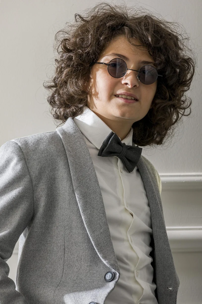 نكساكتيف Children's Youth Bow Tie Jacket Shirt Trousers Suit Graduation Prom Festive Wedding Groom Suit Set of 4 NX-5010