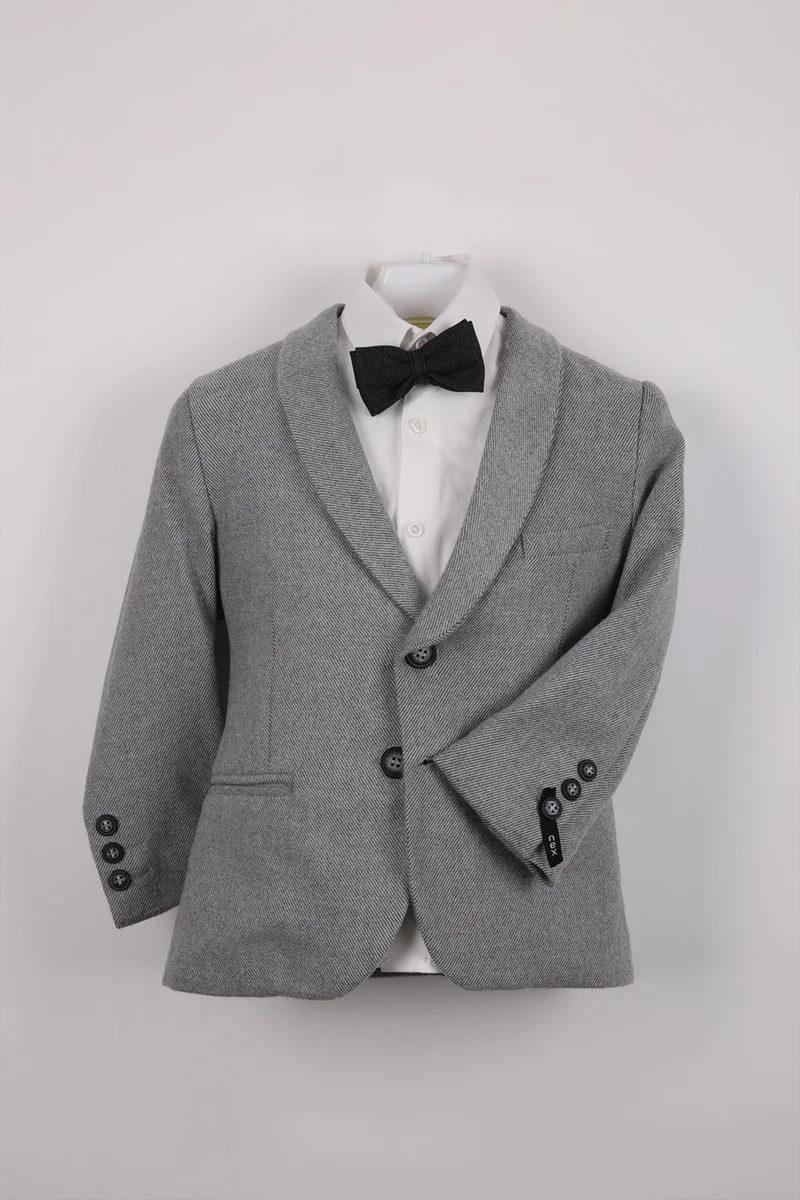 نكساكتيف Children's Youth Bow Tie Jacket Shirt Trousers Suit Graduation Prom Festive Wedding Groom Suit Set of 4 NX-5010