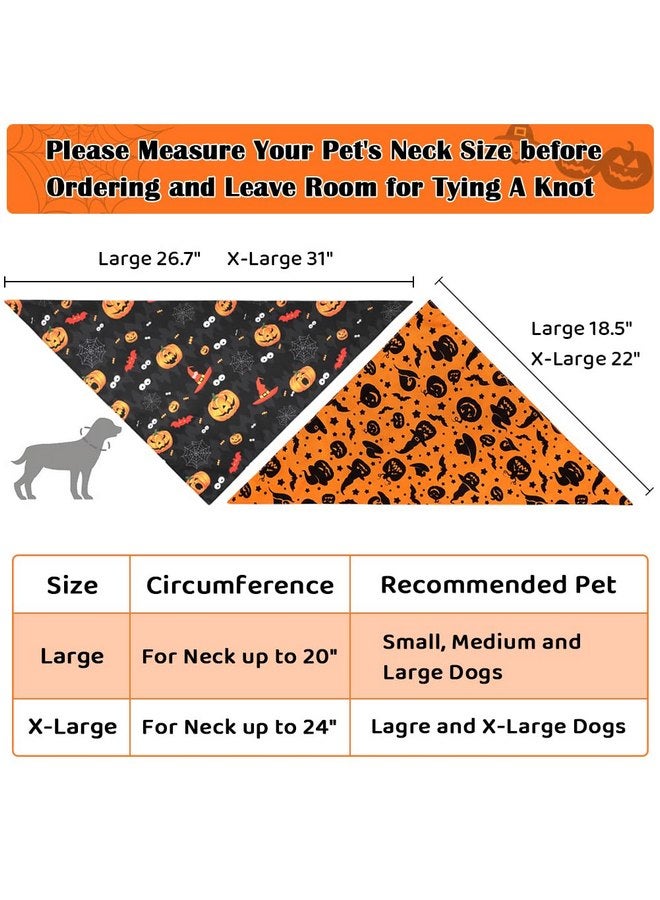 Vivifying Halloween Dog Bandanas 2 Pack, Sorceress Hat and Pumpkins Halloween Accessories for Pets, Dog Scarf Costume for Trick-or-Treating, Photo Prop, and Party Decor (Large, Orange & Black) - Image 2