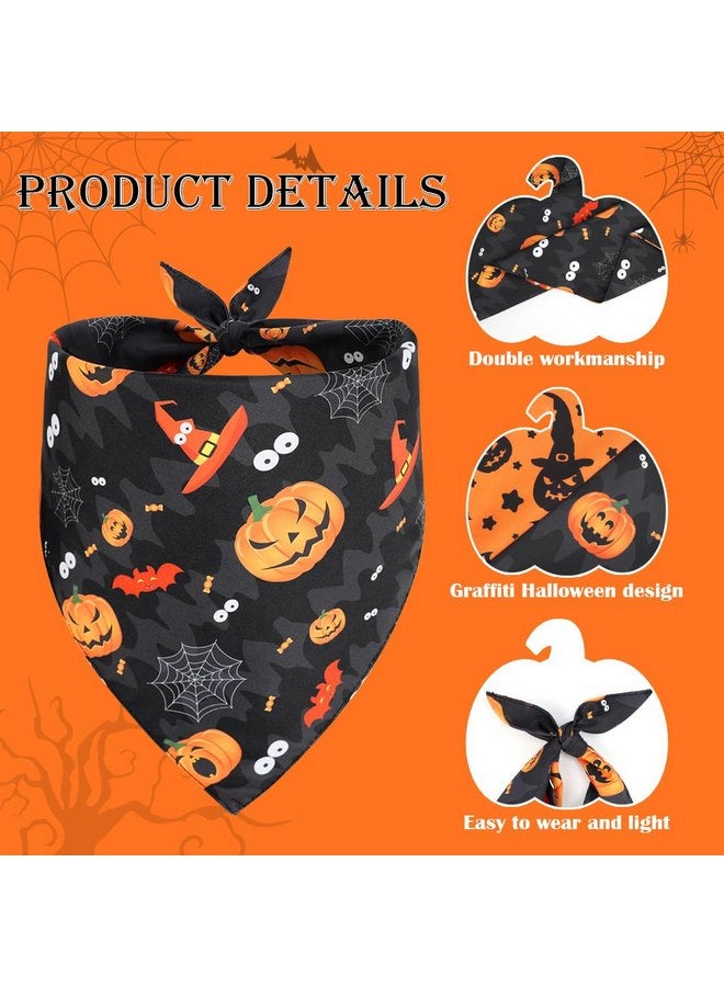 Vivifying Halloween Dog Bandanas 2 Pack, Sorceress Hat and Pumpkins Halloween Accessories for Pets, Dog Scarf Costume for Trick-or-Treating, Photo Prop, and Party Decor (Large, Orange & Black) - Image 3