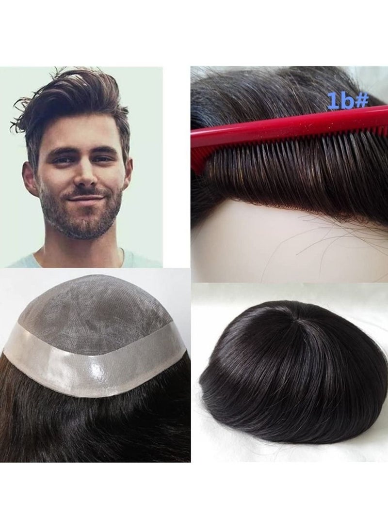 إستيل رقعة شعر أسترالية للرجال ، شعر بشري 100٪ ، شعر دانتيل أمامي رفيع المظهر طبيعي بني - Image 1