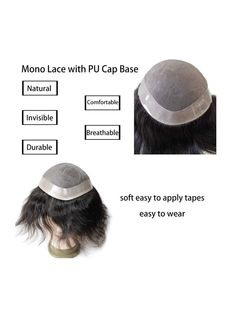 إستيل رقعة شعر أسترالية للرجال ، شعر بشري 100٪ ، شعر دانتيل أمامي رفيع المظهر طبيعي بني - Image 5