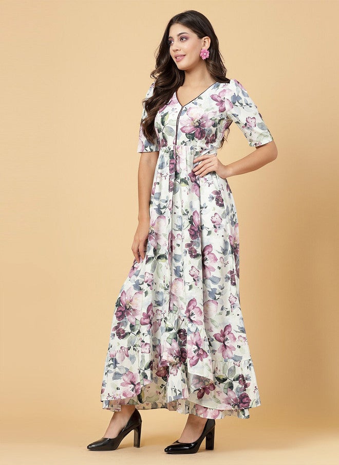 RAASSIO فستان ماكسي مزخرف بالأزهار للنساء - Image 4