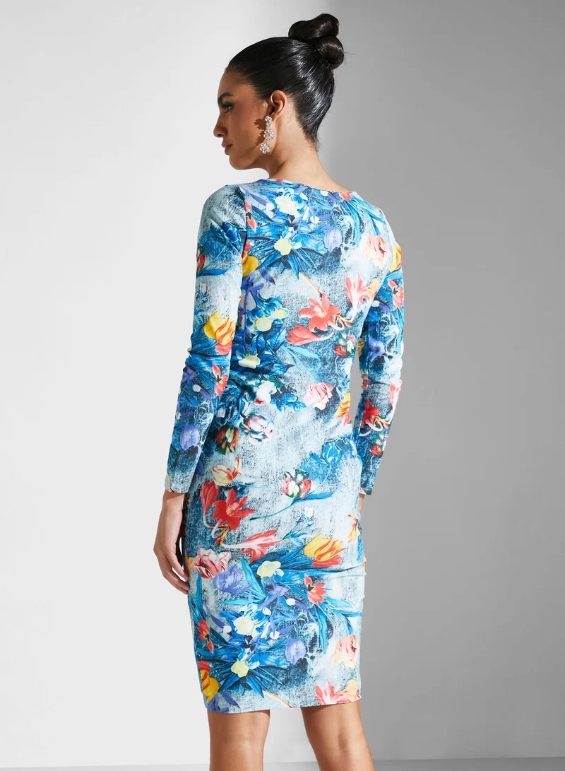 Golden Apple Floral Print Dress