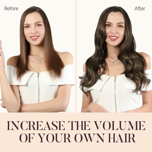 MAXITA Clip in Hair Extensions Real Human Hair, 70g 5pcs Balayage Dark Brown Mixed Chestnut Brown 18 Inch, Remy Natural Hair Straight for Women - Image 5